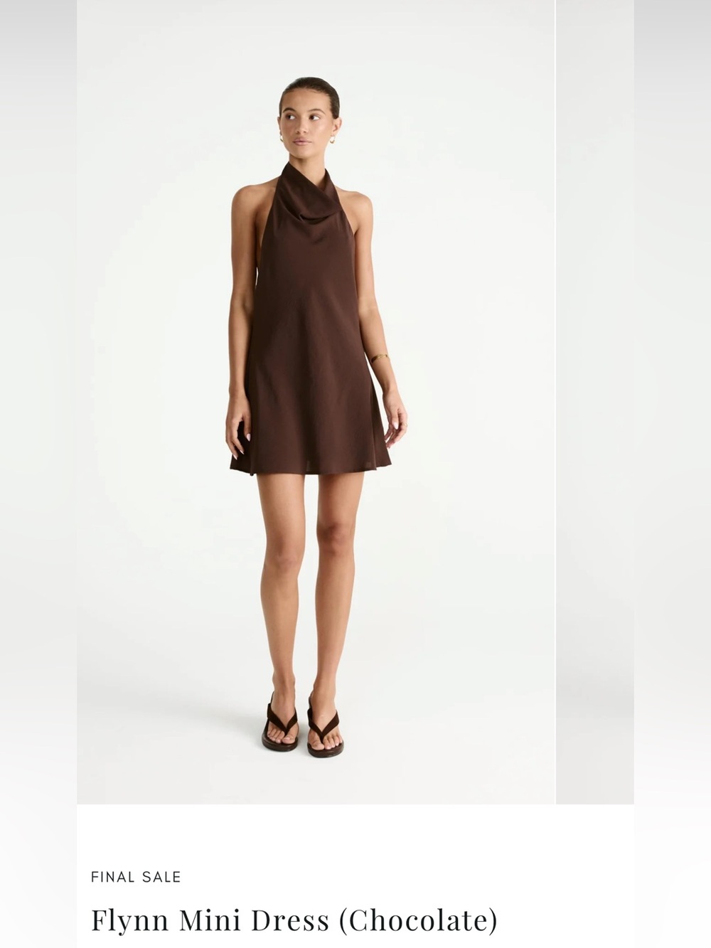 Halter Cowl Neck Mini Dress in Brown